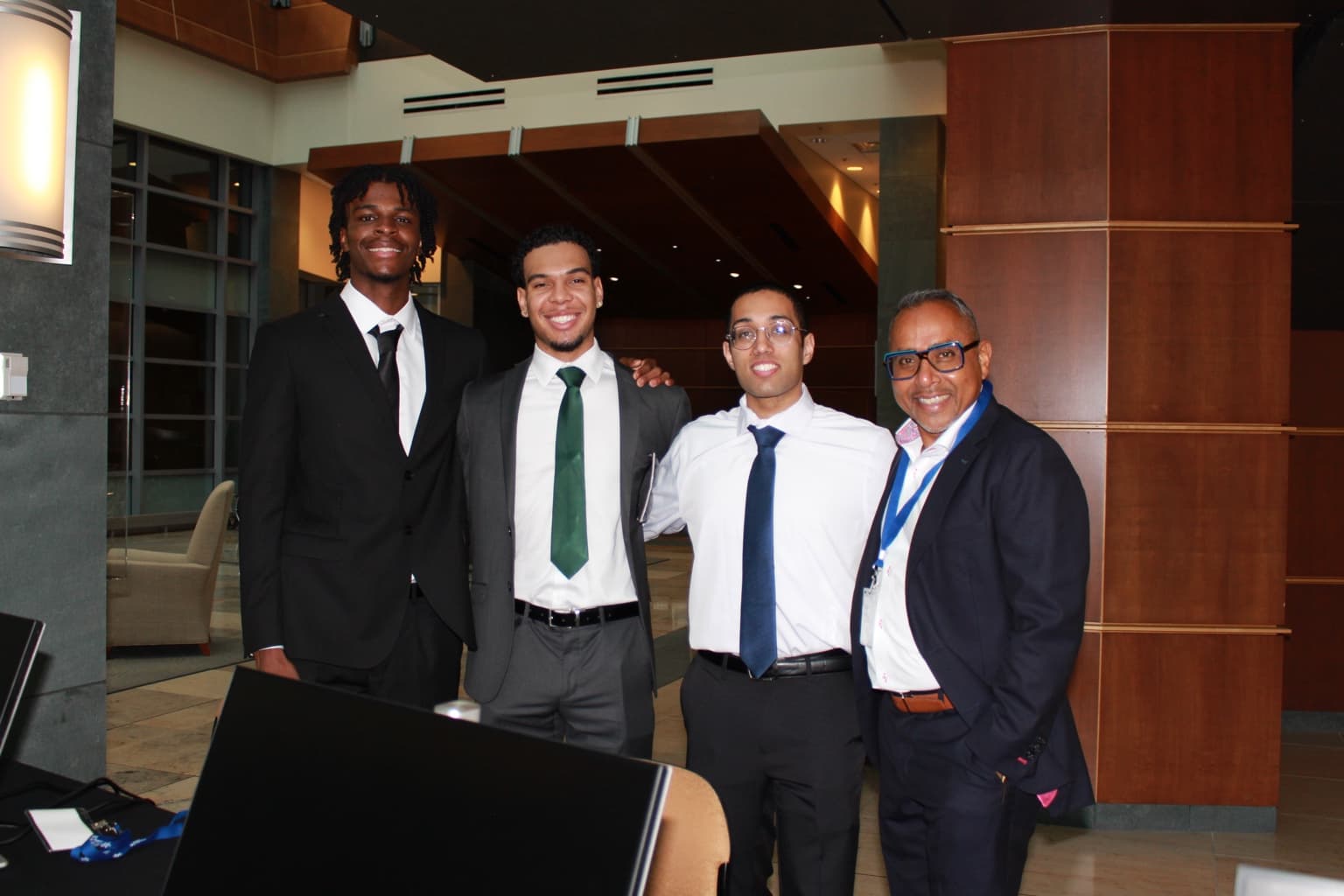 Daimen Miller, Kalan Roye, Aaron Serro, and Robert Goobie together at the GPFA Annual Member Meeting